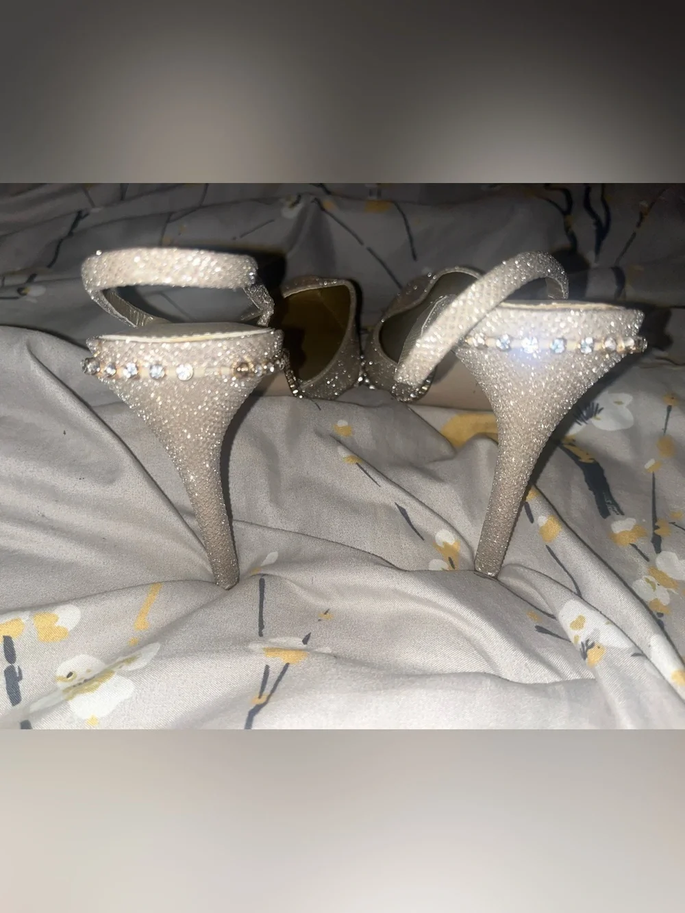 Gianni Bini Metallic Rose Gold Pointed Toe Flats with Crystal Trim